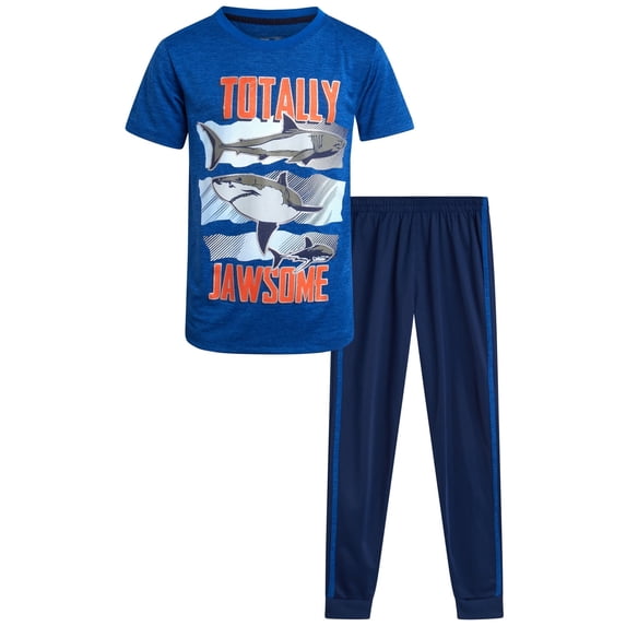 Pro Athlete Boys Pants Set - 2 Piece Performance Graphic Tees and Tricot Jogger Sweatpants (8-16)