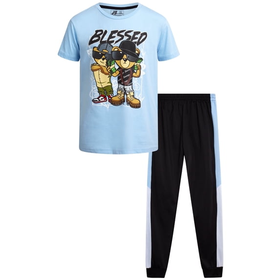 Pro Athlete Boys' Active Pants Set - 2 Piece Performance T-Shirt and Tricot Jogger Sweatpants - Sports Outfit for Boys (8-16)