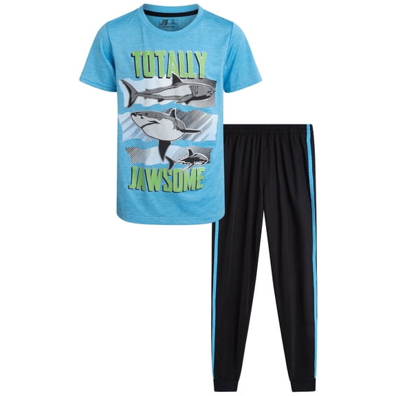 Pro Athlete Boys Pants Set - 2 Piece Performance Graphic Tees and Tricot Jogger Sweatpants (8-16)