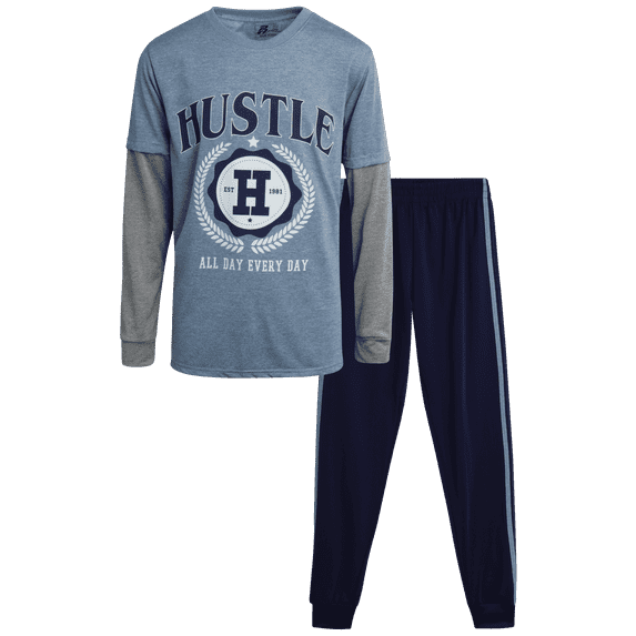 Pro Athlete Boys' Active Pants Set - 2 Piece Performance T-Shirt and Tricot Jogger Sweatpants - Sports Outfit for Boys (8-16)