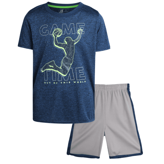 Pro Athlete Boys' Active Shorts Set - 2 Piece Perfomance T-Shirt and Gym Shorts (8-16)