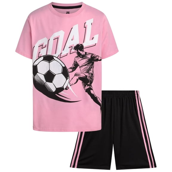 Pro Athlete Boys Shorts Set - 2 Piece Athletic Performance T-Shirt and Gym Shorts Activewear Set