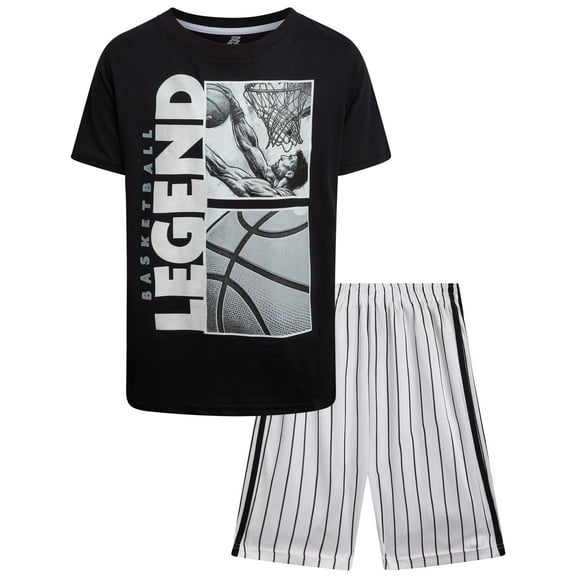 Pro Athlete Boys Shorts Set - 2 Piece Athletic Performance T-Shirt and Gym Shorts Activewear Set