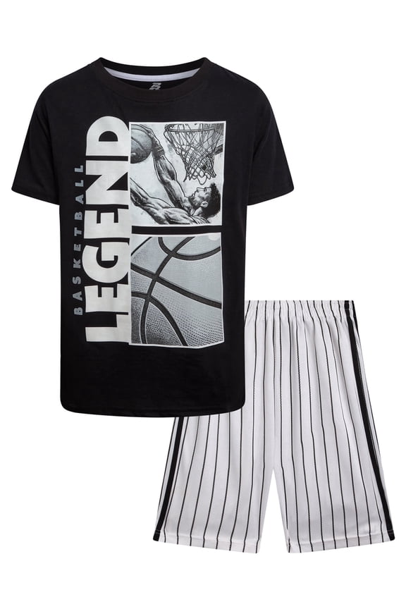 Boys Shorts Set Athletic Performance Short Sleeve T-Shirt & Gym Shorts 2 Piece