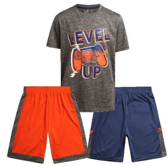 Pro Athlete Boys Shorts Sets - 3 Piece Athletic Graphic Tee and Dry Fit Shorts for Boys (8-16)