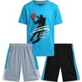 thumbnail image 1 of Pro Athlete Boys Shorts Sets - 3 Piece Athletic Graphic Tee and Dry Fit Shorts for Boys (8-16), 1 of 7