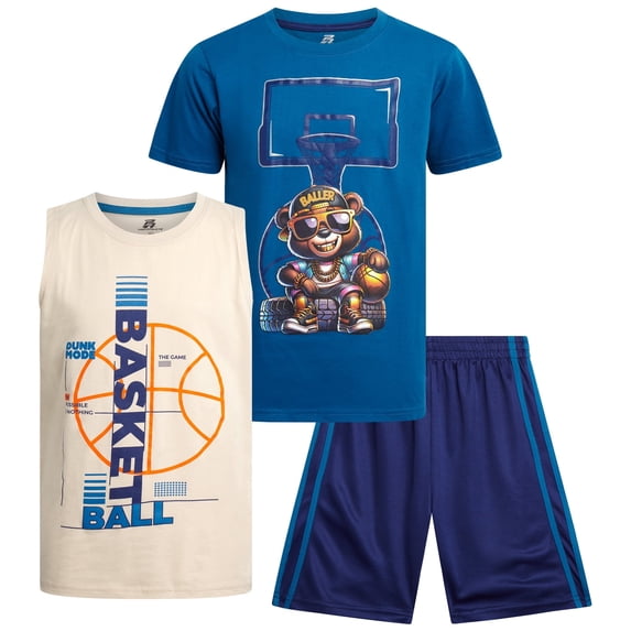 Pro Athlete Boys Active Shorts Set Boys Graphic Tee Tank Tops and Basketball Shorts Outfit Set