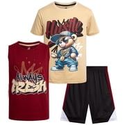 Boys Active Shorts Set Boys Graphic Tee Tank Tops and Basketball Shorts Outfit Set
