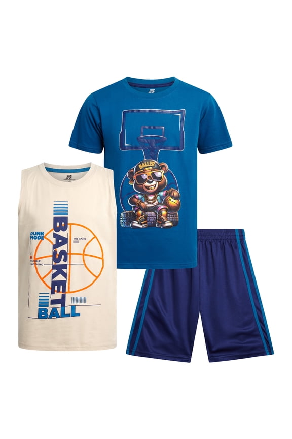 Boys Active Shorts Set Boys Graphic Tee Tank Tops and Basketball Shorts Outfit Set