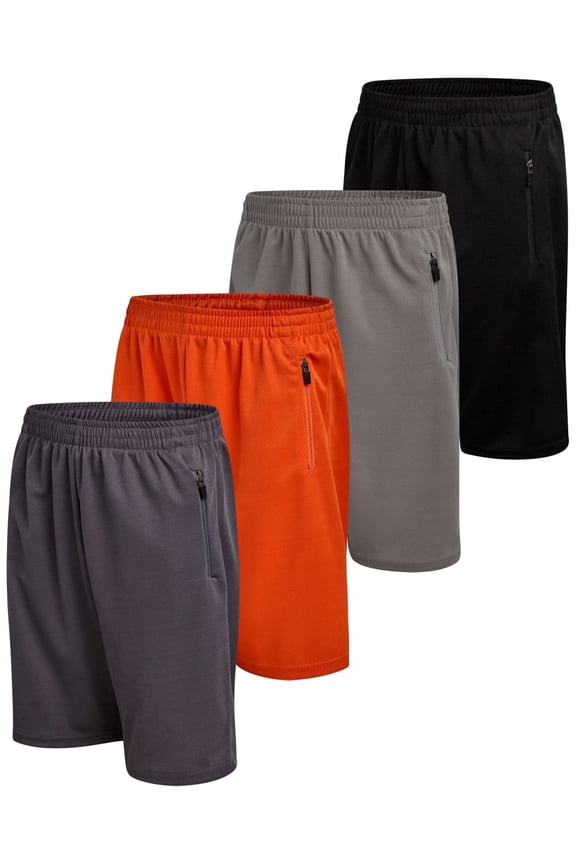 Boys Athletic Shorts - 4 Pack Quick Dry Mesh Basketball Gym Shorts for Boys (5-16)