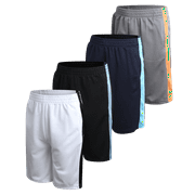 Pro Athlete Boys' Athletic Active Shorts - Quick-Dry Workout Gym Running Performance Basketball Shorts (4 Pack) (8-16)