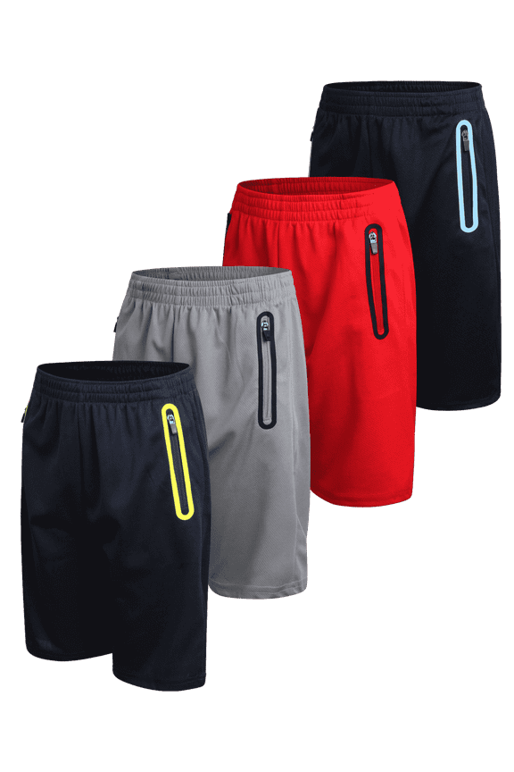 Boys Athletic Shorts - 4 Pack Quick Dry Mesh Basketball Gym Shorts for Boys (5-16)