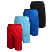 Pro Athlete Boys Athletic Shorts - 4 Pack Quick Dry Mesh Basketball Gym Shorts for Boys (5-16)
