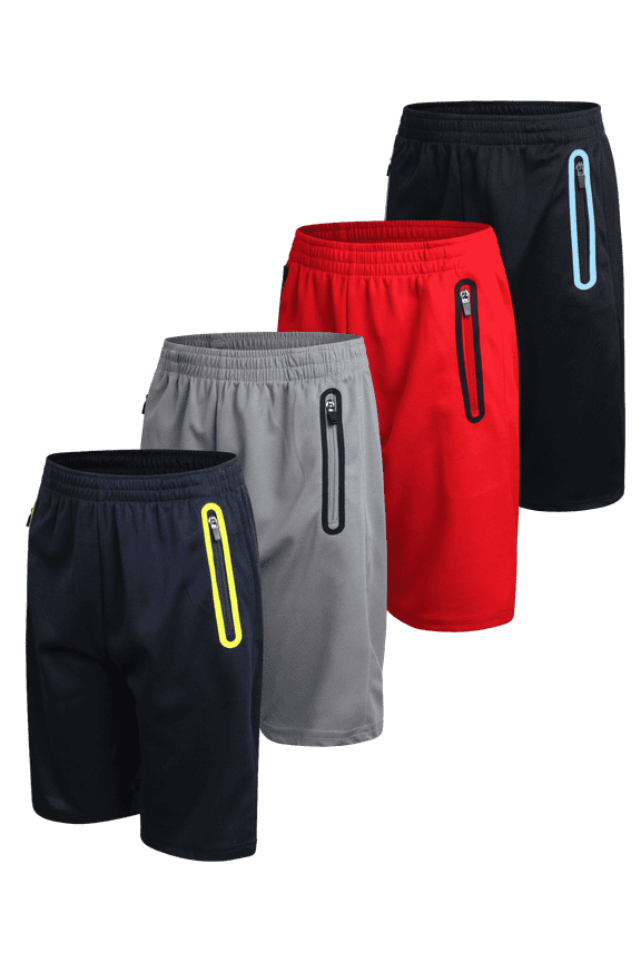 Boys Athletic Shorts - 4 Pack Quick Dry Mesh Basketball Gym Shorts for Boys (5-16)
