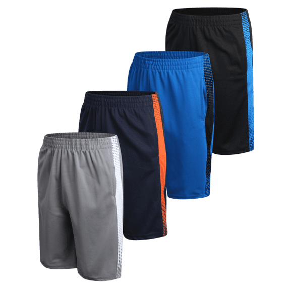 Pro Athlete Boys Athletic Shorts - 4 Pack Quick Dry Mesh Basketball Gym Shorts for Boys (5-16)