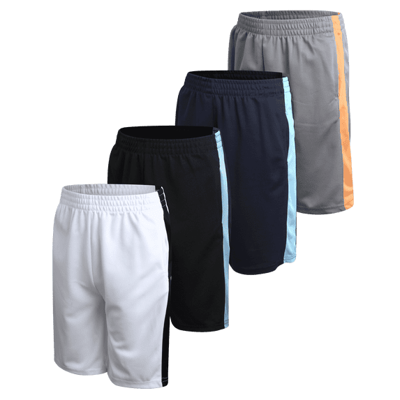 Pro Athlete Boys Athletic Shorts - 4 Pack Quick Dry Mesh Basketball Gym Shorts for Boys (5-16)