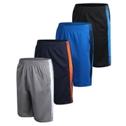Pro Athlete Boys Athletic Shorts - 4 Pack Quick Dry Mesh Basketball Gym Shorts for Boys 5-16