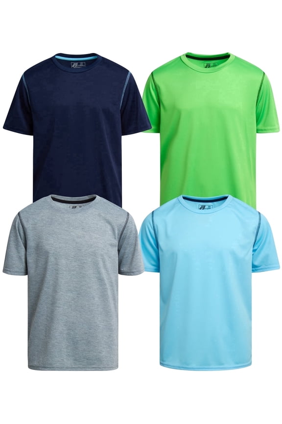 Boys Athletic Shirts Moisture Wicking Active Performance Shirts for Boys 4 Pack