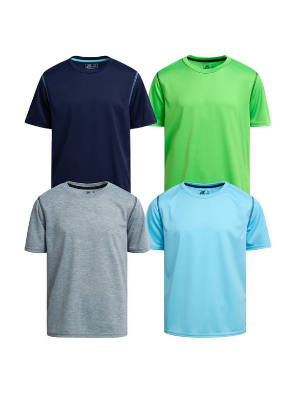 Boys Athletic Shirts Moisture Wicking Active Performance Shirts for Boys 4 Pack