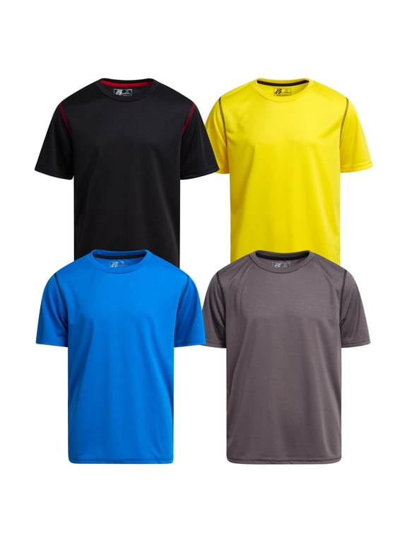 Boys Athletic Shirts Moisture Wicking Active Performance Shirts for Boys 4 Pack