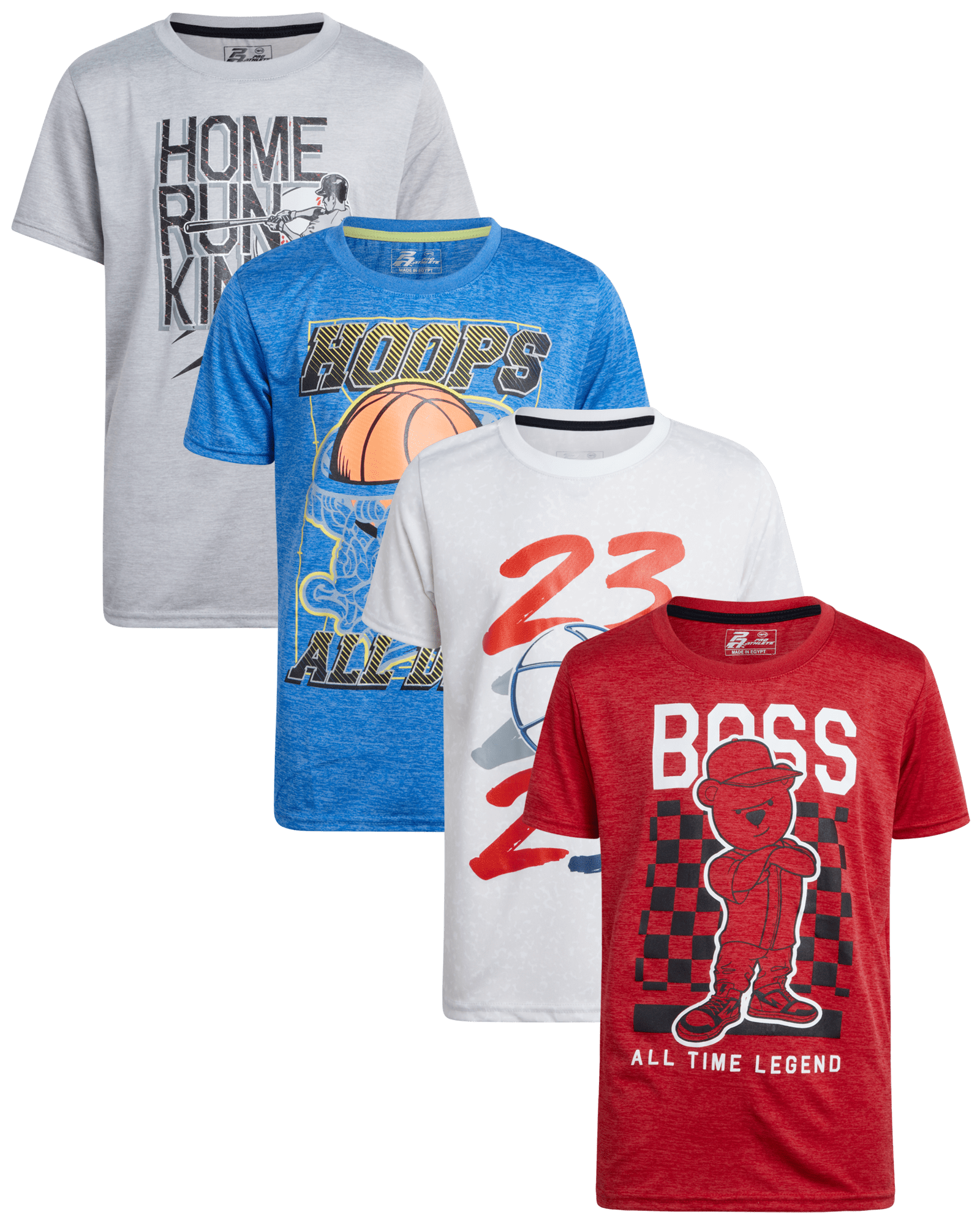 Pro Athlete Boys’ Athletic T-Shirt – 4 Pack Active Performance Dry-Fit ...