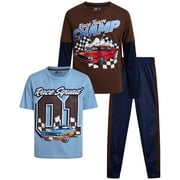 PRO ATHLETE Boys Tracksuit Set - 3 Piece Tricot Jogger Pants Graphic Tee & Two Fer Shirt (8-16)