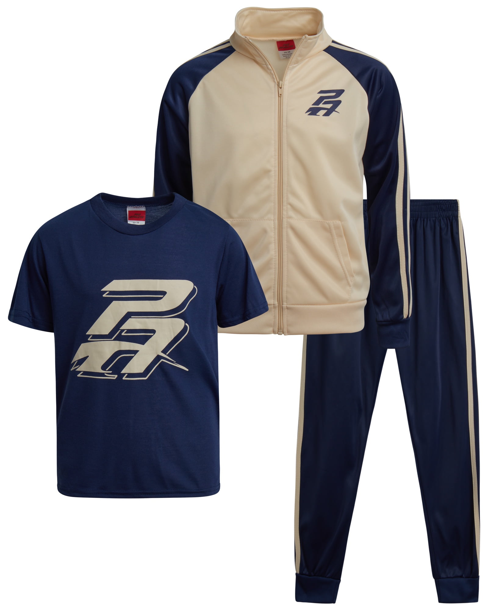 Pro Athlete Boys' Jogger Set - 3 Piece Tricot Tracksuit Kids Clothing Set (Size: 8-12)