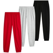 PRO ATHLETE Boys Sweatpants - 3 Pack Athletic Performance Fleece Jogger Pants for Boys (Size: 8-16)