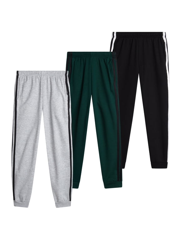 Boys Sweatpants - 3 Pack Active Performance Fleece Jogger Pants for Kids (8-20)
