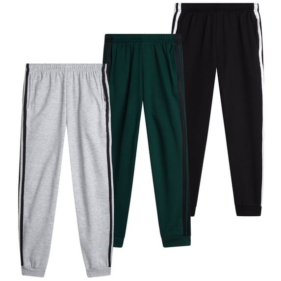 Pro Athlete Boys Sweatpants - 3 Pack Active Performance Fleece Jogger Pants for Kids (8-20)