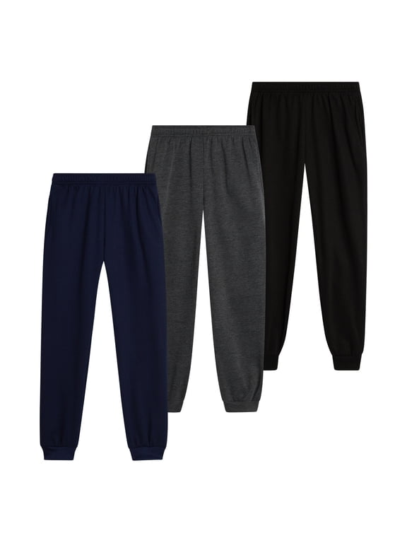 Boys Sweatpants - 3 Pack Active Performance Fleece Jogger Pants for Kids (8-20)