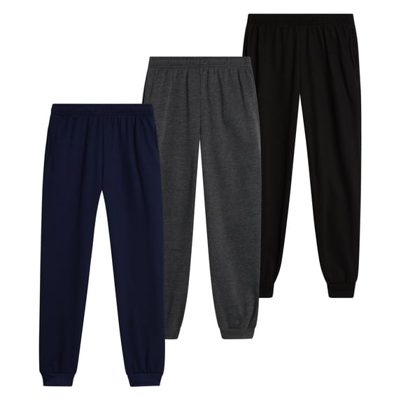 Pro Athlete Boys Sweatpants - 3 Pack Active Performance Fleece Jogger Pants for Kids (8-20)