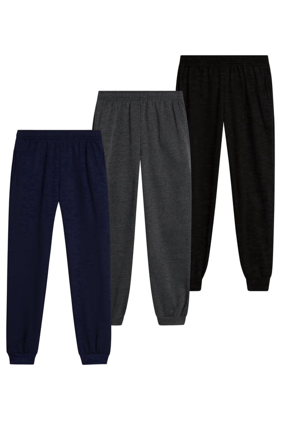 Boys Sweatpants - 3 Pack Active Performance Fleece Jogger Pants for Kids (8-20)