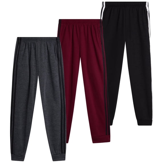 Pro Athlete Boys Sweatpants - 3 Pack Active Performance Fleece Jogger Pants for Kids (8-20)