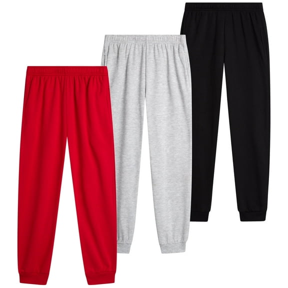 Pro Athlete Boys Sweatpants - 3 Pack Active Performance Fleece Joggers Athletic Pants for Kids (8-20)