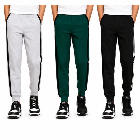 Pro Athlete Boys Sweatpants - 3 Pack Active Performance Fleece Jogger Pants for Kids (8-20)
