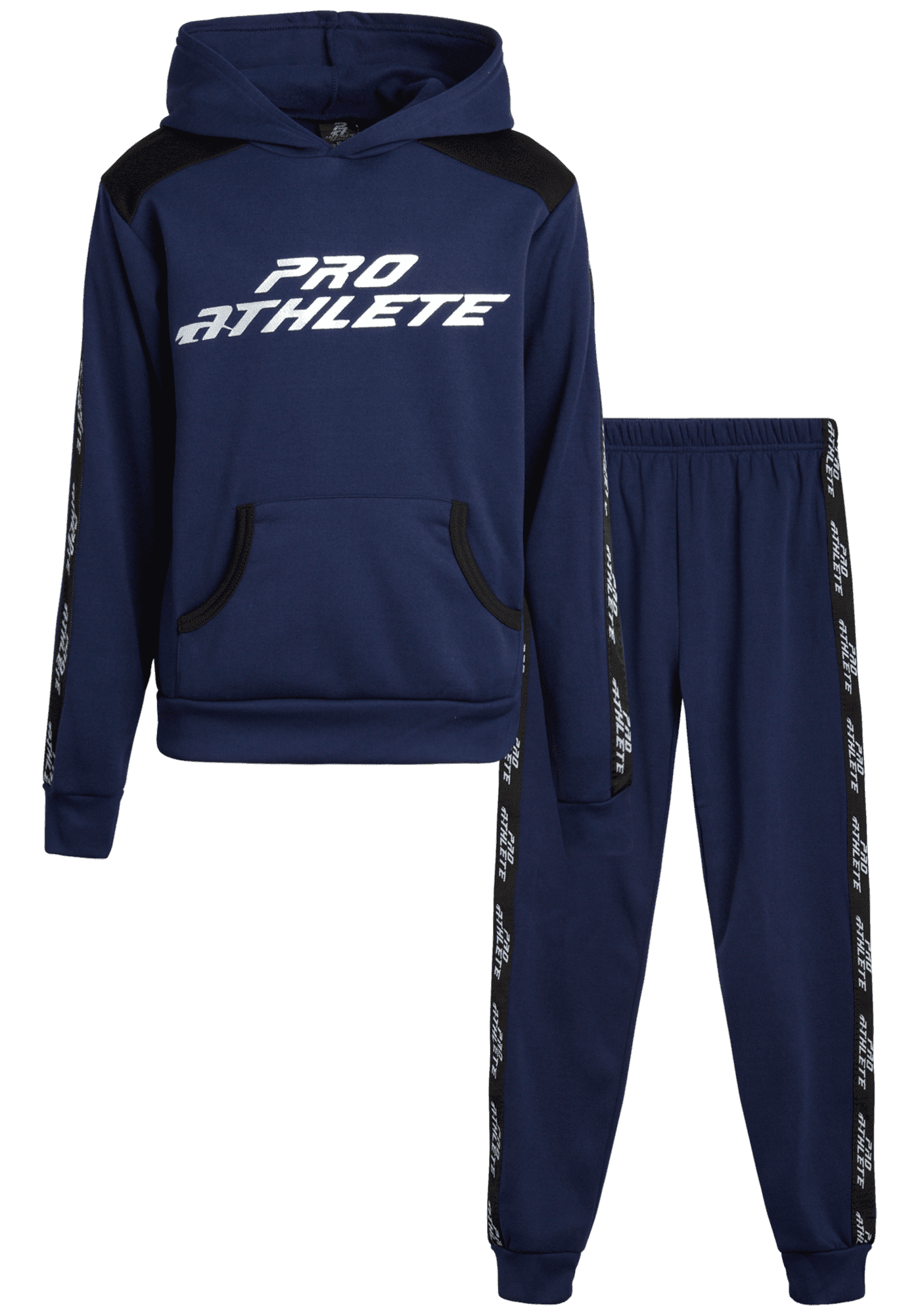 POP BLACK & WHITE BOYS FLEECE SWEATSHIRT JOGGER WINTER SET - BLACK