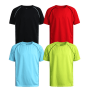Pro Athlete Boys Athletic Shirts Moisture Wicking Active Performance Shirts for Boys 4 Pack