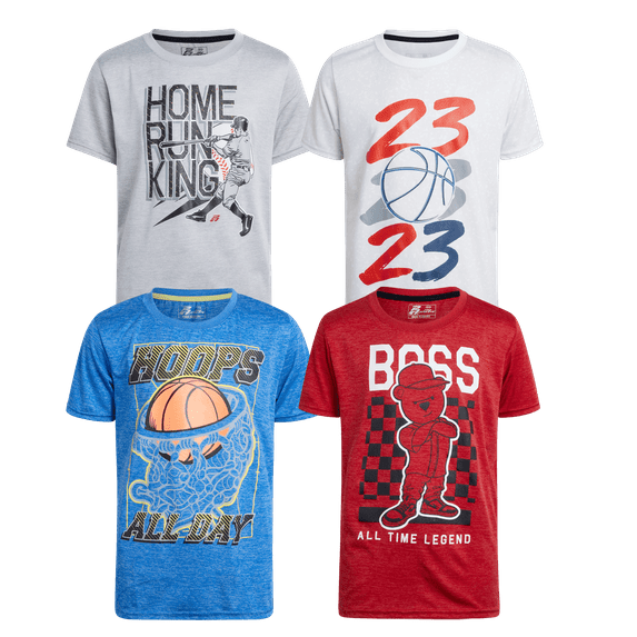 Pro Athlete Boys Athletic Shirts - 4 Pack Boys Dry Fit Shirt Lightweight Performance Tees Kid (5-16)