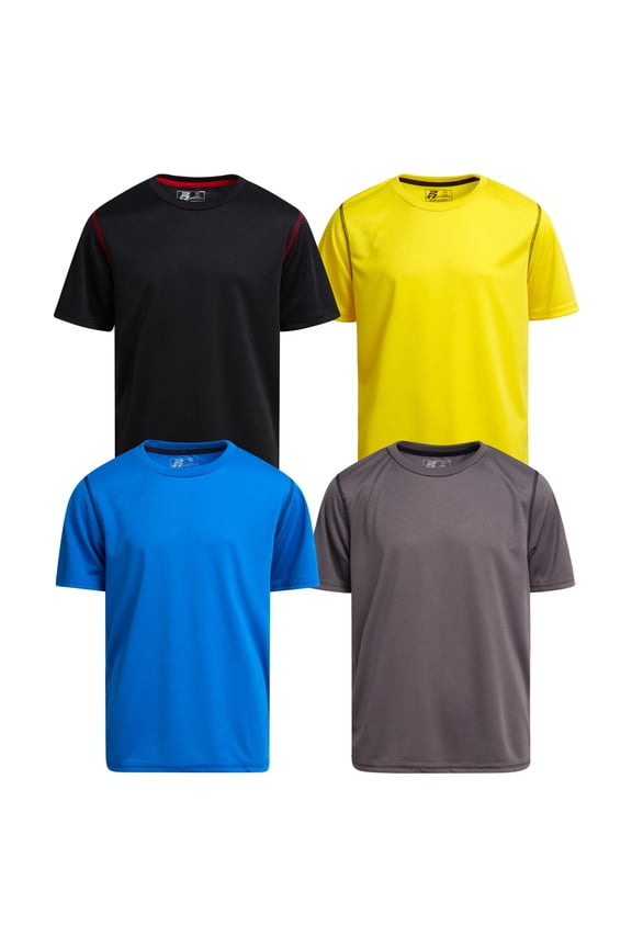 Boys Athletic Shirts Moisture Wicking Active Performance Shirts for Boys 4 Pack