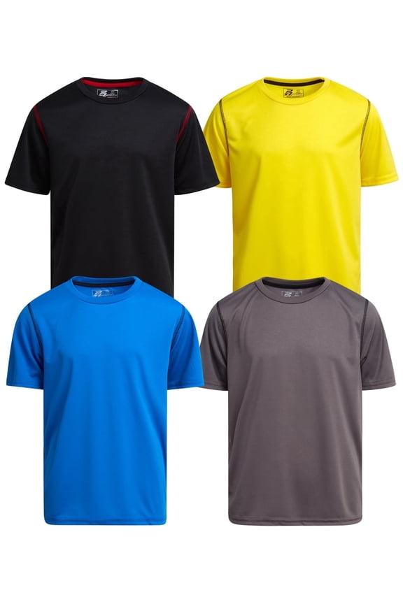 Boys Athletic Shirts Moisture Wicking Active Performance Shirts for Boys 4 Pack