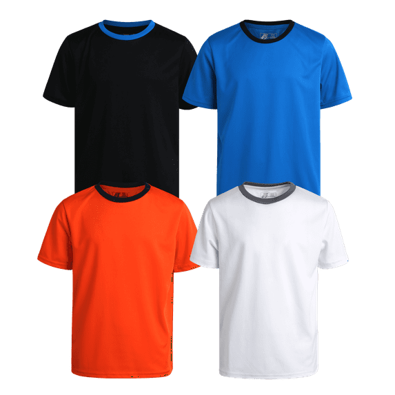 Pro Athlete Boys Athletic Shirts - 4 Pack Moisture Wicking Active Performance Shirt for Boys