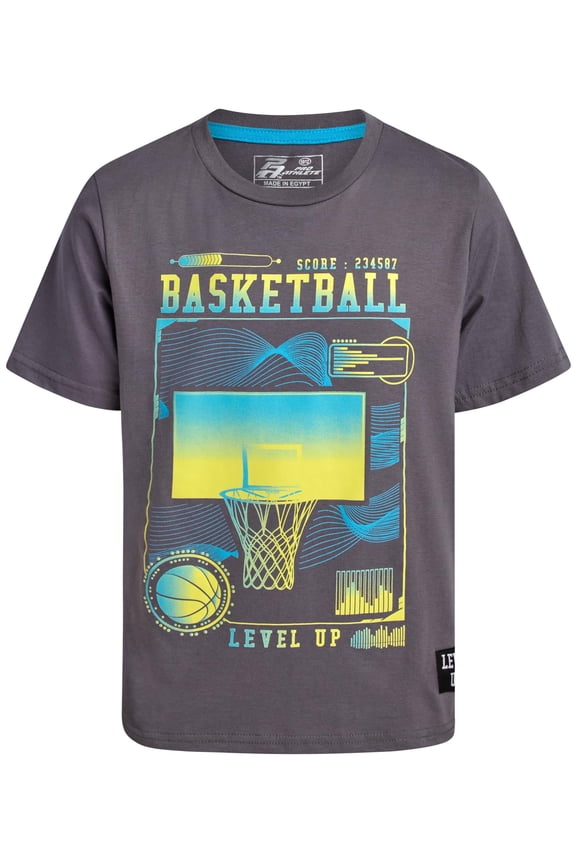 Boys Athletic Shirts - Soft Cotton Blend Active Performance Short Sleeve Graphic Tees