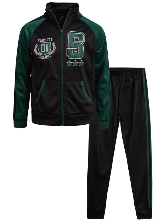 Boys Tracksuit Set - 2 Piece Tricot Mock Neck Sweatshirt and Joggers Track Pants (8-12)