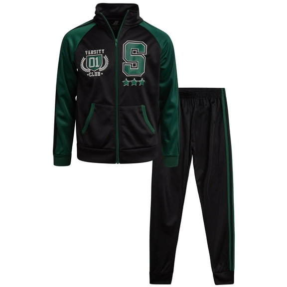 Pro Athlete Boys Tracksuit Set - 2 Piece Tricot Mock Neck Sweatshirt and Joggers Track Pants (8-12)