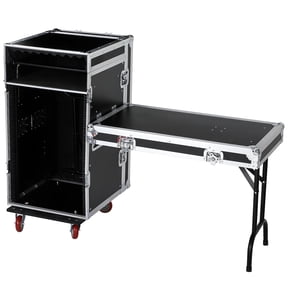 Pro Audio DJ Road Rack Case with Casters, 16U Grade Rack