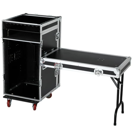 Pro Audio DJ Road Rack Case with Casters, 16U Pro Tour Grade Rack