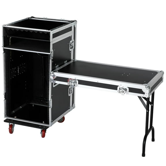 Pro Audio DJ Road Rack Case with Casters, 16U Pro Tour Grade Rack