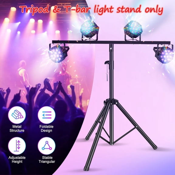 JAJALUYA Adjustable DJ Light Stand - Tripod & T-Bar for Stage Lighting