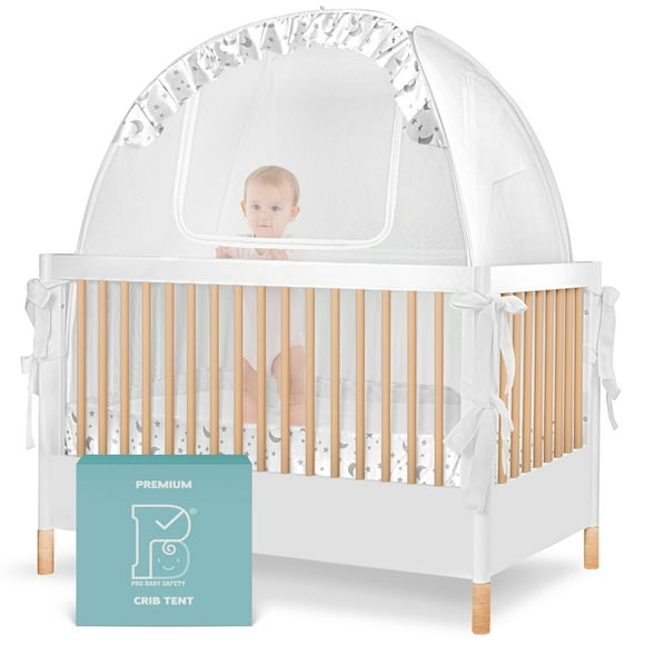 Pro Baby Safety Premium Gray Stars & Moon Crib Tent, Keep Baby From Climbing